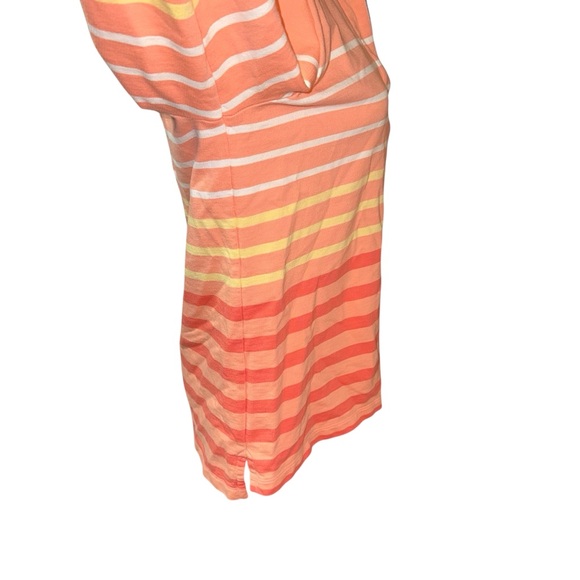 L.L. Bean Women's Soft Cotton Rugby Henley Collar Long Sleeve Orange White Sz M - Picture 8 of 11